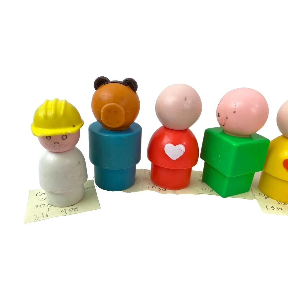 Vintage 90s Fisher Price Jumbo Chunky Little People Lot Set of 10 People Animals
